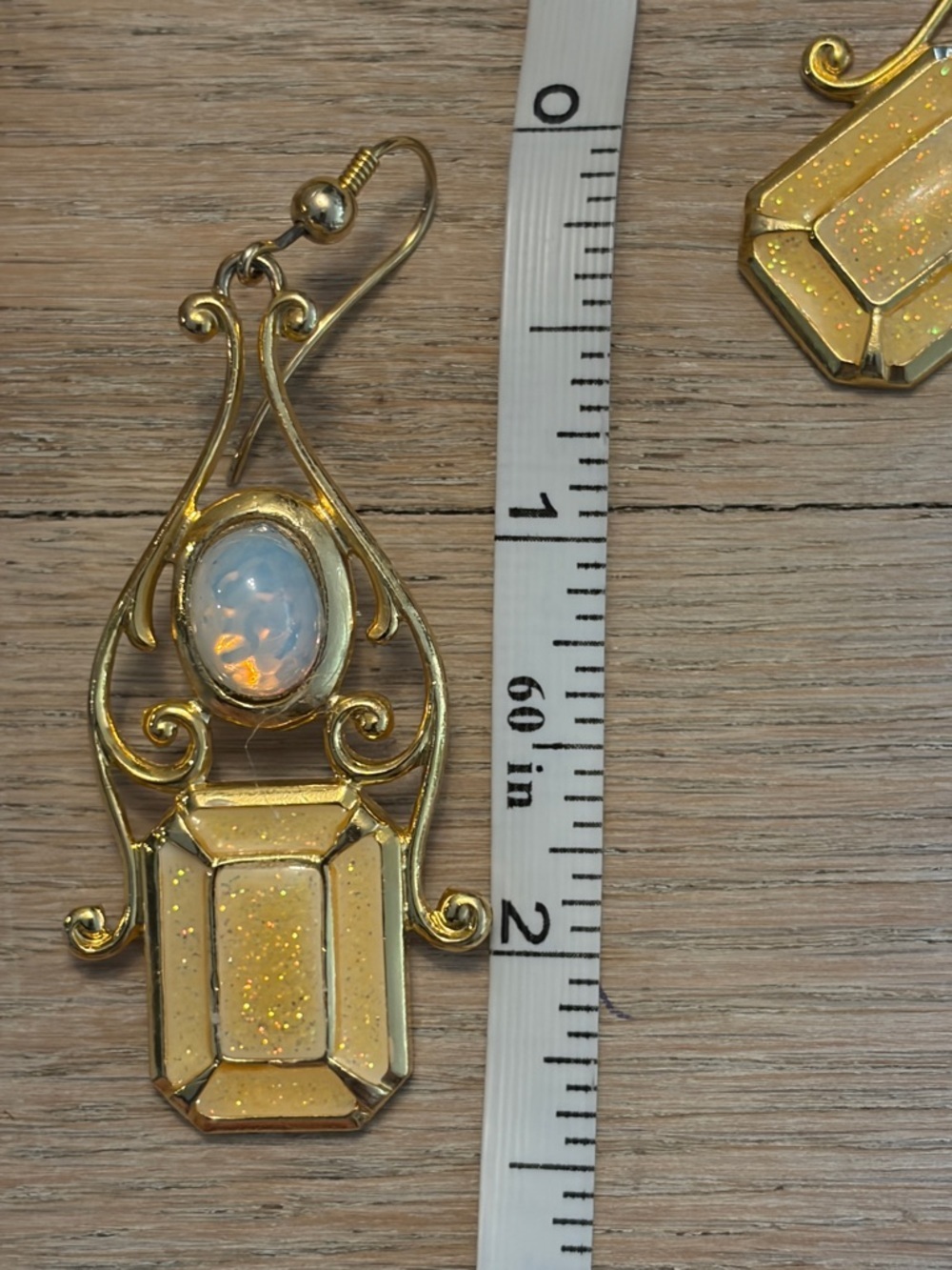 BEVERLY HAMBURG | Gold Tone Opal Drop Earrings - Picture 7 of 7